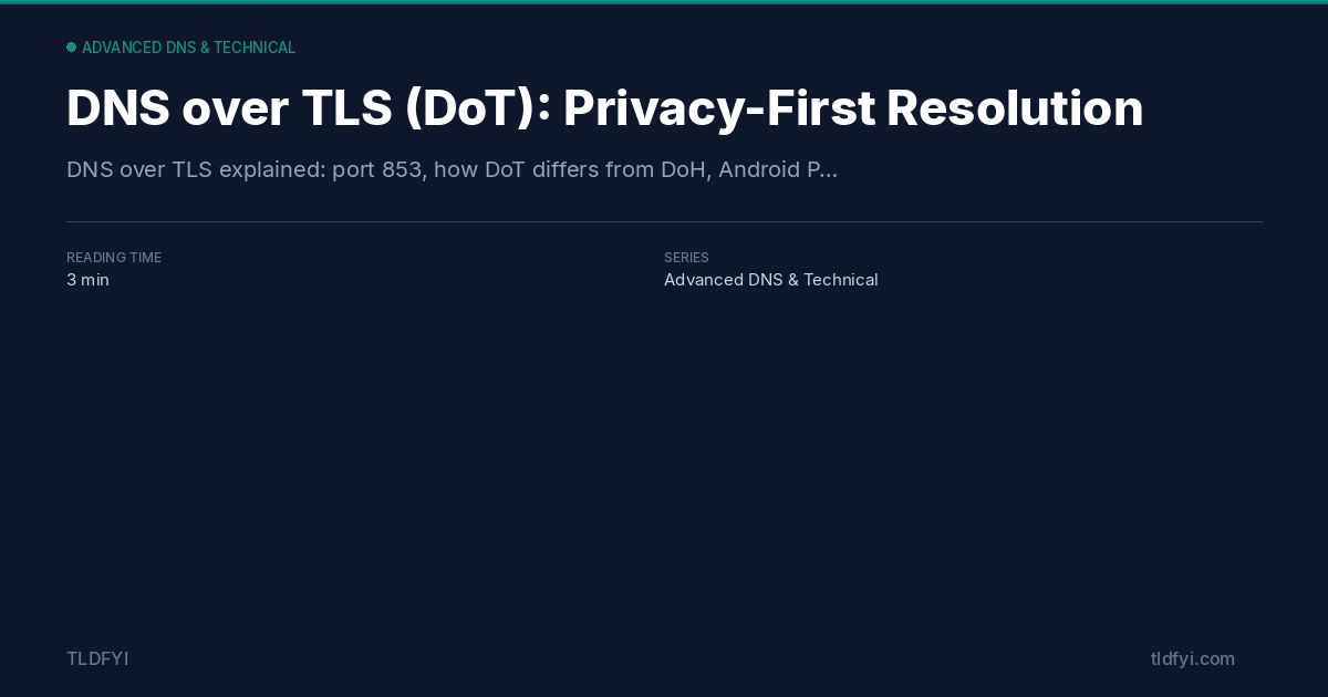 DNS over TLS (DoT): Privacy-First Resolution — Guide Guide — TLDFYI ...