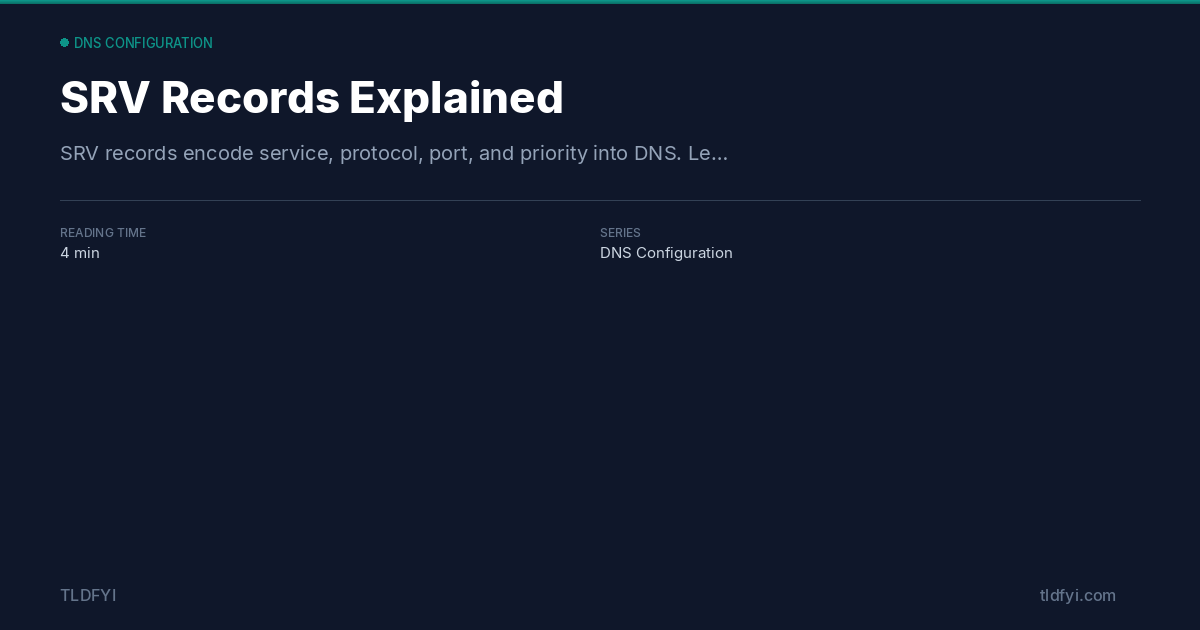 SRV Records Explained — Guide Guide — TLDFYI — TLDFYI
